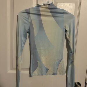 Monki Light Blue and Cream Long Sleeve Top